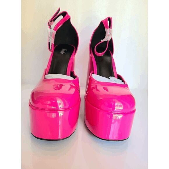 Barbie Pink Artificial Patent PU Leather Closed Toe Platform Pumps SIZE 7 NEW - Picture 3 of 15